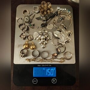 Antique-Vintage Sterling Silver Jewelry LOT/150Grams/TESTED/Wearable/Craft